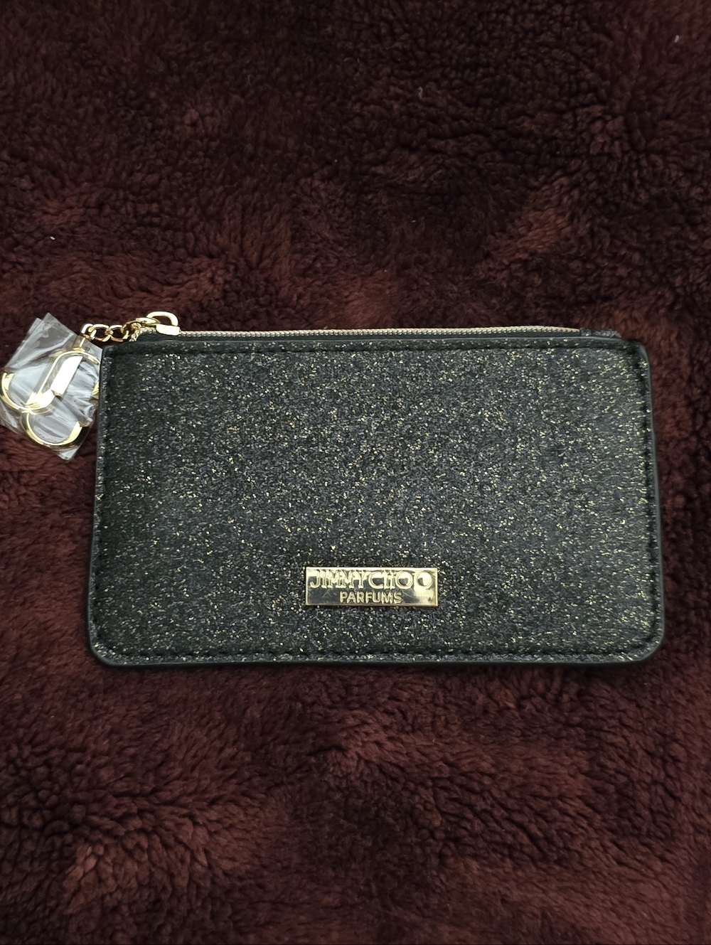 Jimmy Choo Parfums Black Glitter Card/coIn Pouch NWOT